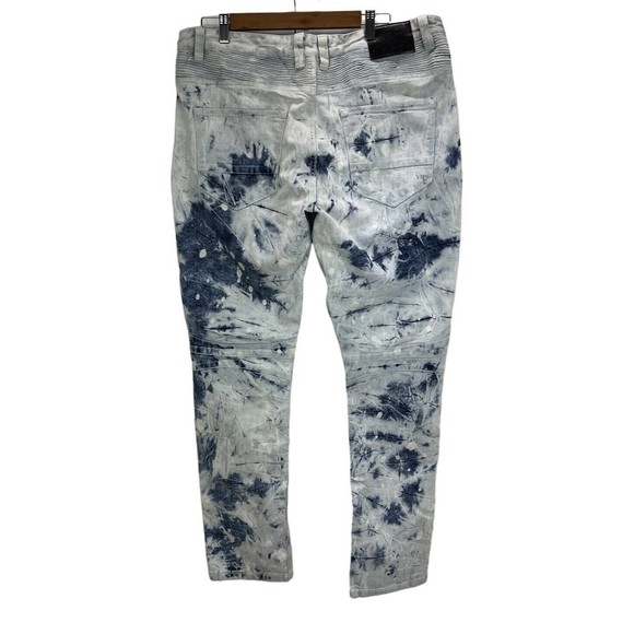 Smoke Rise Brand Light Wash Distressed Jeans Blue Splatter 38 x 33 Streetwear - Picture 6 of 12